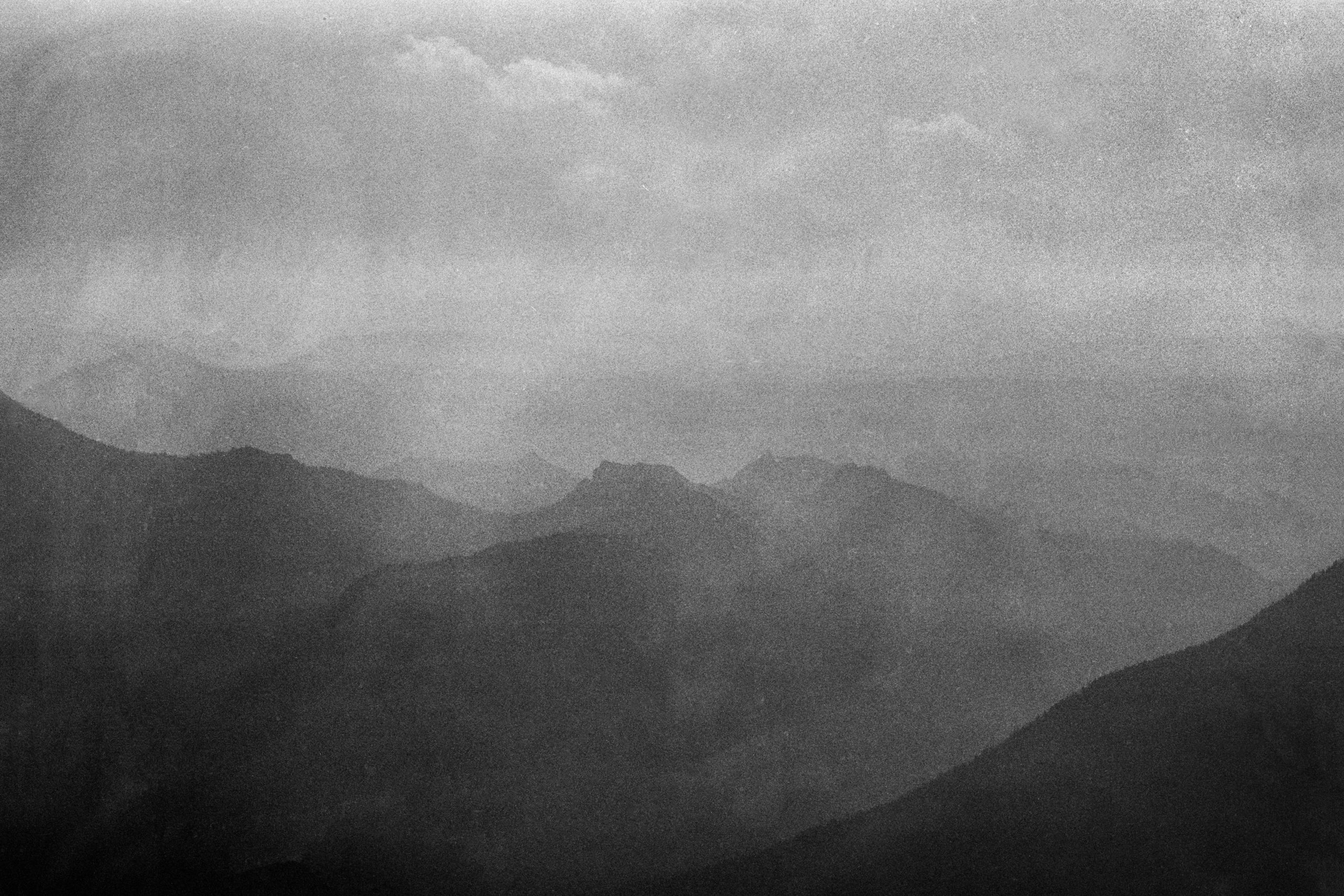 hazy image of the cascade mountain range